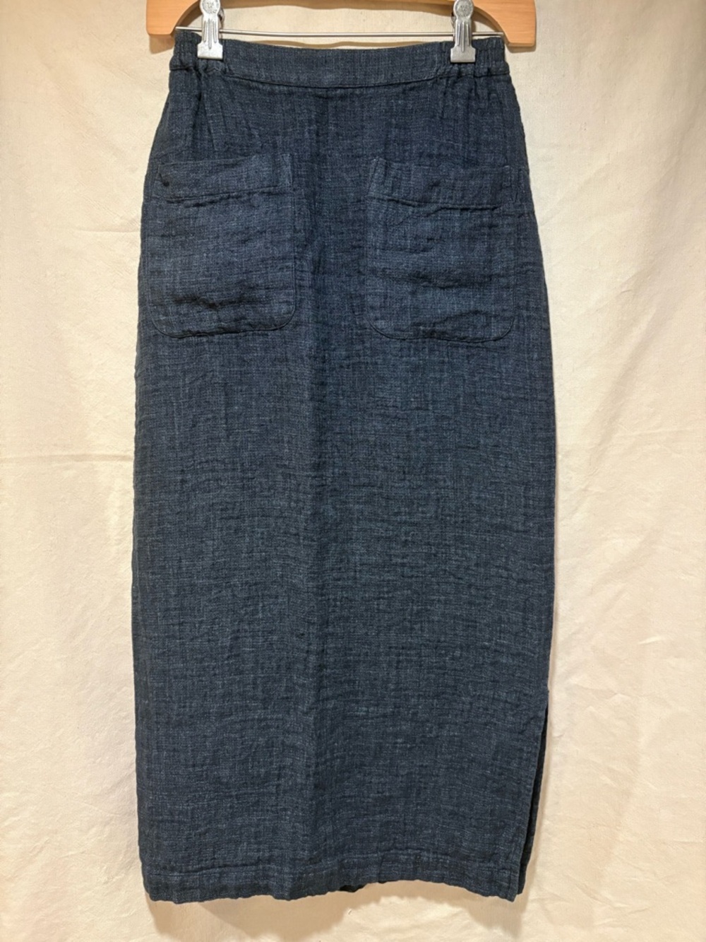 Eskandar textured linen delave skirt
